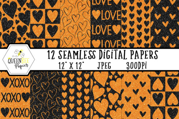 Black Orange Glitter Heart Digital Paper: A Strategic Design Tool for Creative Professionals
