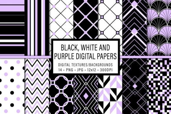 Black, White and Purple Digital Papers