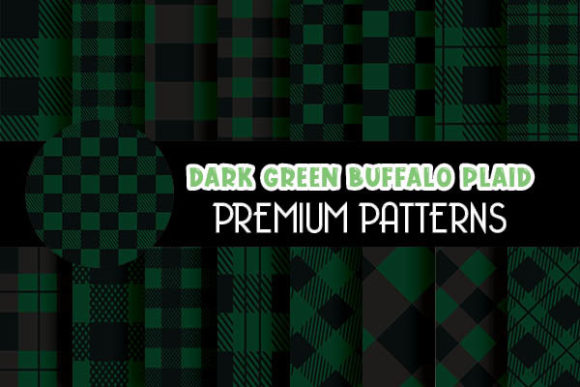 Dark Green Buffalo Plaid Digital Paper for Creative Projects