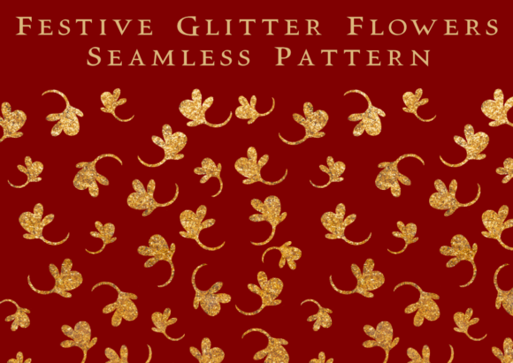 Festive Gold Glitter PNG Floral Pattern: A Versatile Design for Creative Projects