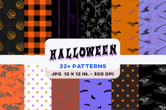 Halloween Pattern Digital Paper Graphics for Creative Projects