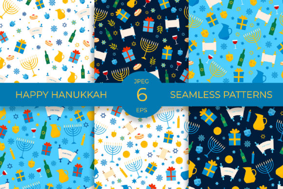 Hanukkah Digital Paper. Seamless Pattern