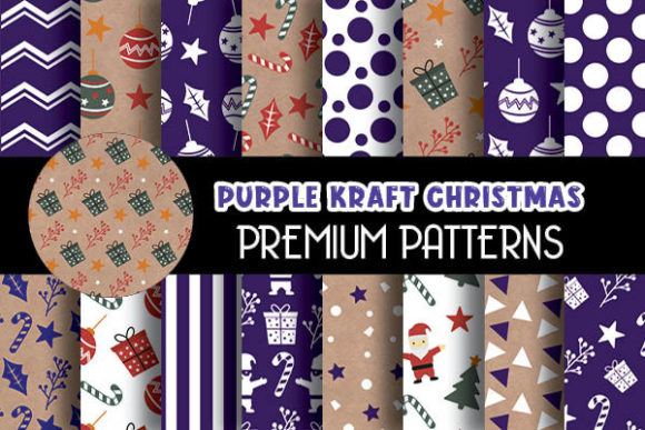 Purple Kraft Christmas Digital Papers