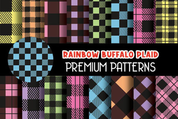 Rainbow Buffalo Plaid Digital Papers