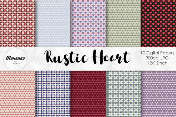 Rustic Heart Pattern Digital Papers for Creative Projects