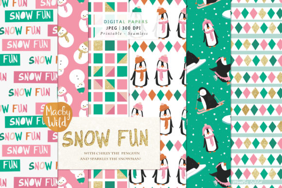 Snow Fun Penguin and Snowmen: A Winter Digital Pattern Collection for Creative Inspiration
