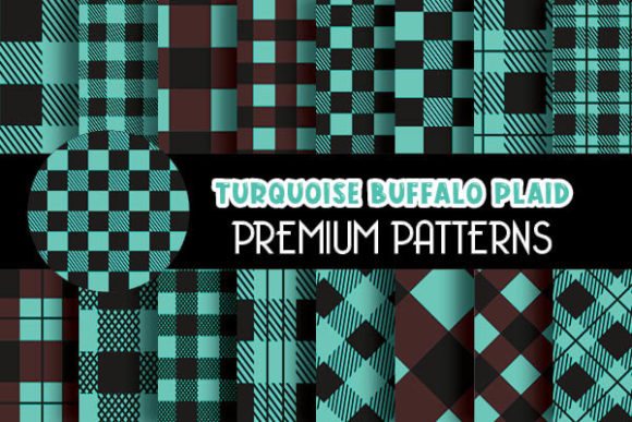 Turquoise Buffalo Plaid Digital Papers