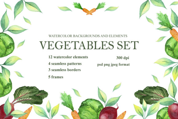 Vegetable Watercolor Collection. Leaves