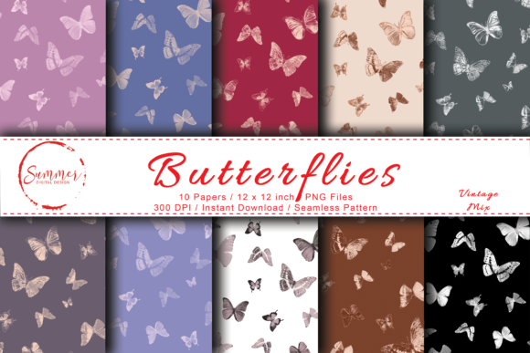 Vintage Butterflies Digital Paper
